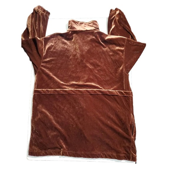 Roaman's Size 1X Brown Velvet Velour 2 Pc Pockets Elastic Waist Athleisure Set - Picture 8 of 14